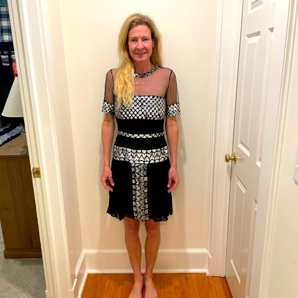 Temperley London Navy and White Dress